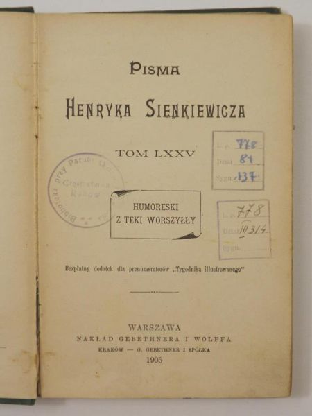 Pisma, Tom LXXV, 1905 r.