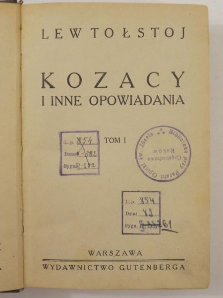 Kozacy i inne opowiadania, Tom I, ok. 1928 r.