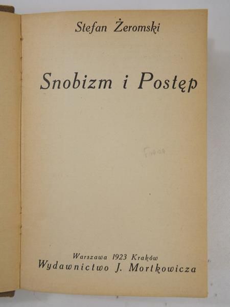 Snobizm i postęp, 1923 r.