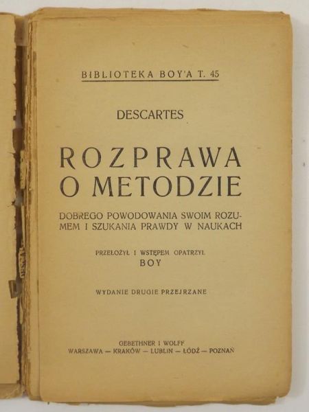 Rozprawa o metodzie, 1925 r.