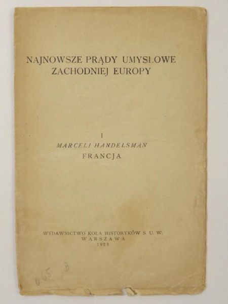 Handelsman Marceli - Najnowsze prądy umysłowe Zachodniej Europy. Francja, 1928