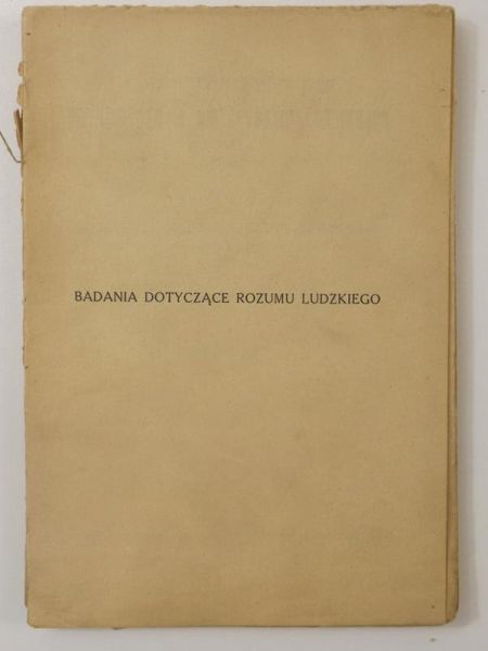 Badania dotyczące rozumu ludzkiego, 1928 r.