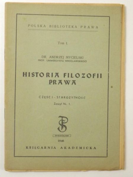 Historia filozofii prawa, Tom I, 1946 r.