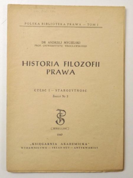 Historia filozofii prawa, zeszyt Nr 2, 1947 r.