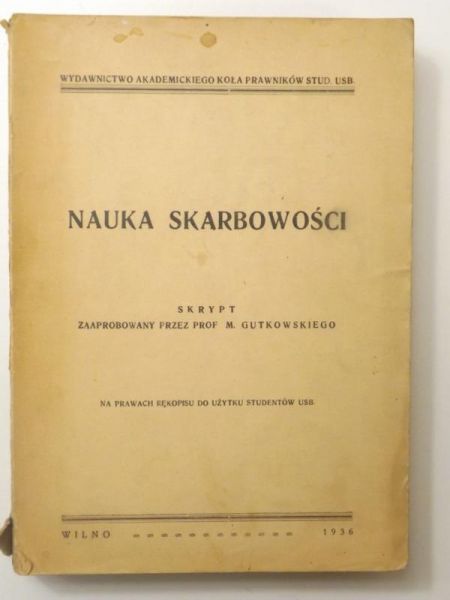 Nauka skarbowości, 1936 r.