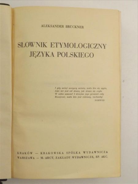 Słownik etymologiczny języka polskiego, ok. 1927 r.
