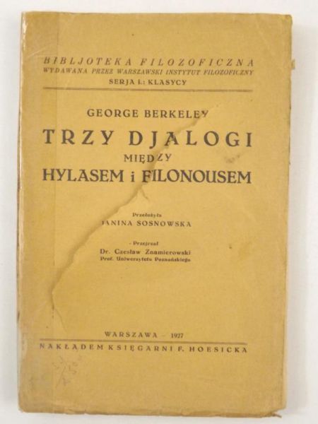 Trzy djalogi między Hylasem i Filonousem, 1927 r.