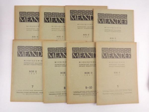 Meander. Miesięcznik poświęcony kulturze świata starożytnego, Rok II 1947, Nr 1-10 (8 numerów)