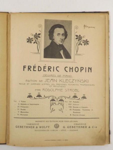 Chopin Frederic Oeuvres de Piano, Edition de Jean Kleczyński (nuty, ok. 1929 r.)