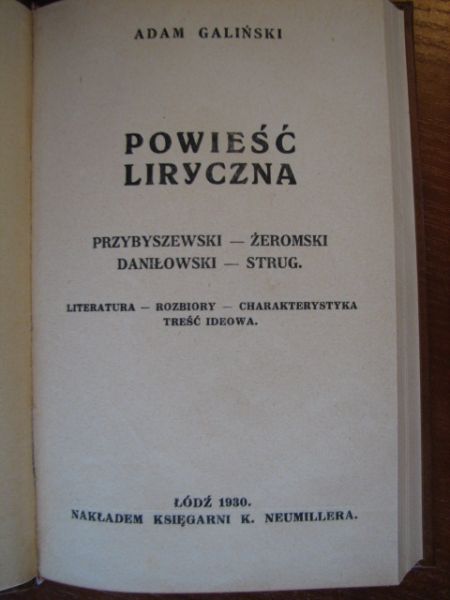 Galiński Adam - Powieść liryczna