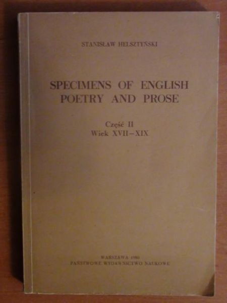 Specimens of English poetry and prose