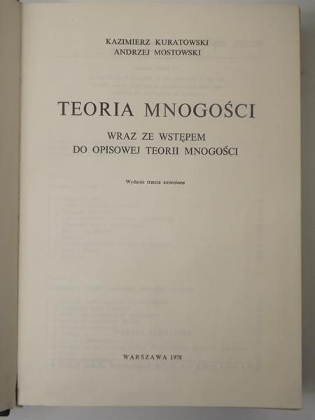 Mostowski Andrzej - Teoria mnogości