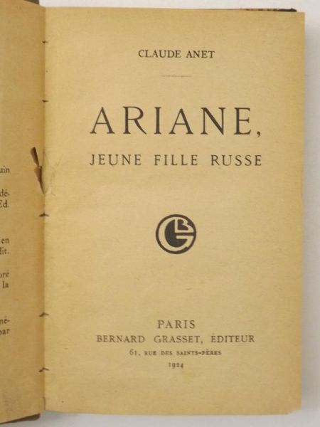 Ariane, jeune fille russe, 1924 r.