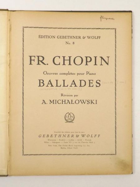 Chopin Frederic-  Ballades  (nuty, ok. 1925 r.)