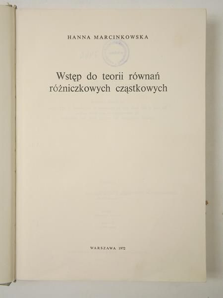 Marcinkowska Hanna - Wstęp do teorii równań różniczkowych cząstkowych, BM