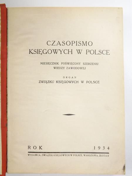 Czasopismo księgowych w Polsce, 1934 r.