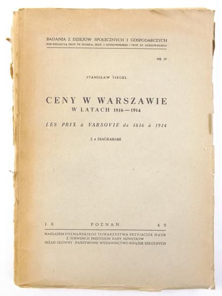 Ceny w Warszawie w latach 1816-1914, 1949 r.