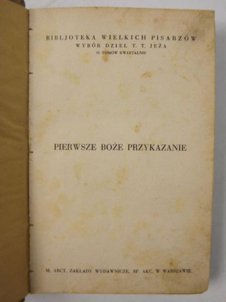 Pierwsze Boże Przykazanie 1930 r.