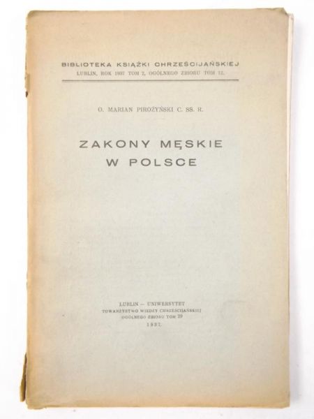 Zakony męskie w Polsce, 1937 r.