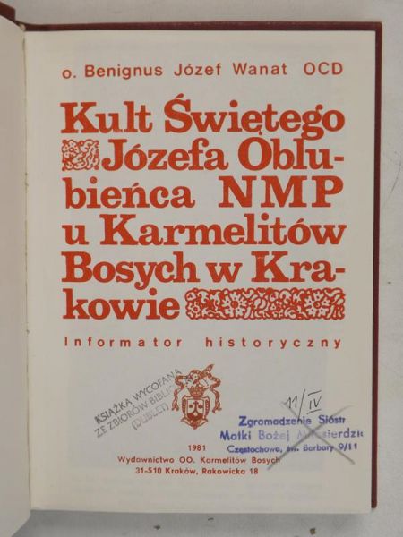 Kult Świętego a Oblubieńca NMP u Karmelitów Bosych w Krakowie