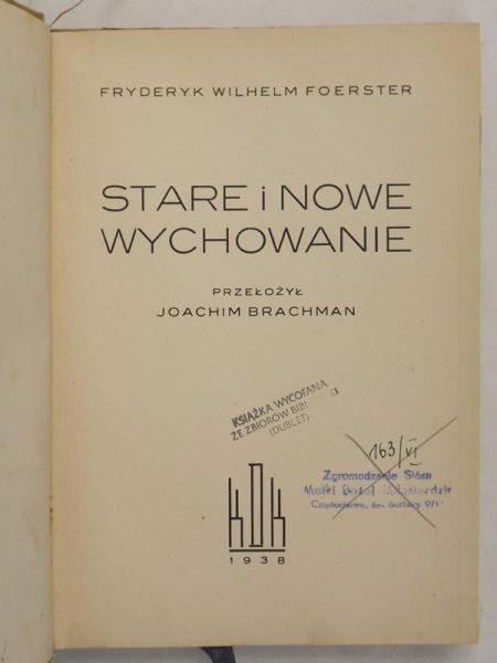 Stare i nowe wychowanie, 1938 r.