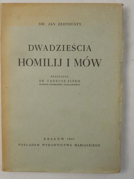 Dwadzieścia homilij i mów, 1947 r.