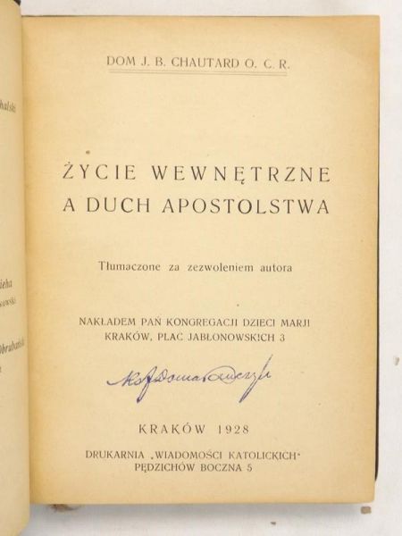 Życie wewnętrzne a duch apostolstwa, 1928