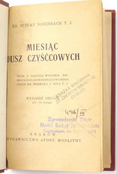 Miesiąc dusz czyśćcowych, 1936 r.
