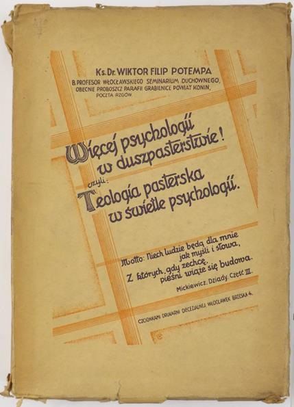 Więcej psychologii w duszpasterstwie, 1938 r.