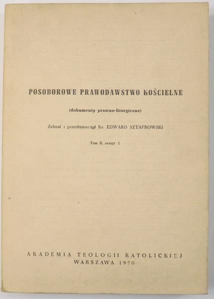 Posoborowe prawodawstwo kościelne, Tom II, zeszyt 2