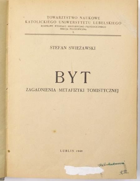 Swieżawski Stefan - Byt. Zagadnienia metafizyki tomistycznej, 1948 r.