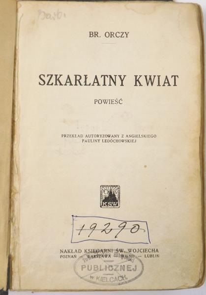 Br. Orczy - Szkarłatny kwiat, 1928 r.