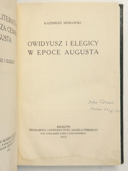 Owidyusz i elegicy w epoce Augusta, 1917 r.