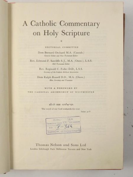 A Catholic Commentary on Holy Scripture