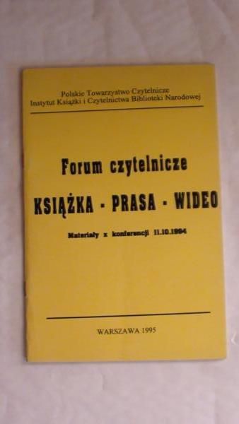 Forum czytelnicze: ksiązka, prasa, wideo