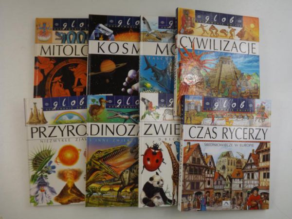 Glob odkrywanie świata: Czas rycerzy / Zwierzęta / Dinozaury / Przyroda / Cywilizacje / Morze / Kosmos / Mitologie