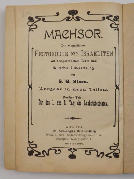 Fest-Gebete der Israeliten, t. 5, 1924