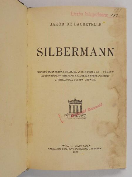 De Lacretelle Jakób - Silbermann, 1925