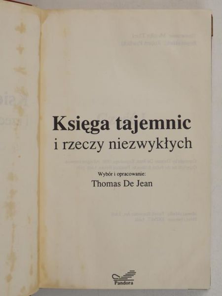 De Jean Thomas (opr.) - Księga tajemnic i rzeczy niezwykłych