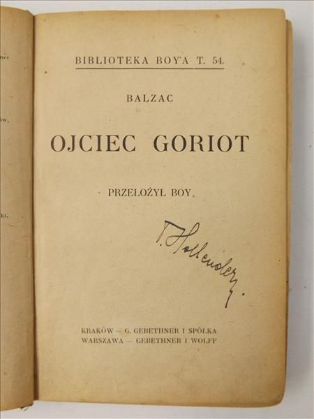Honoriusz - Ojciec Goriot, 1919 r.