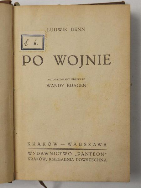 Renn Ludwik - Po wojnie, ok. 1930