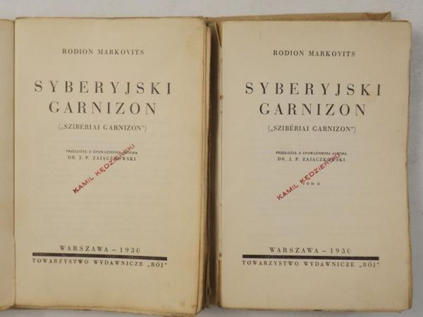 Syberyjski garnizon, Tom I - II, 1930 r.