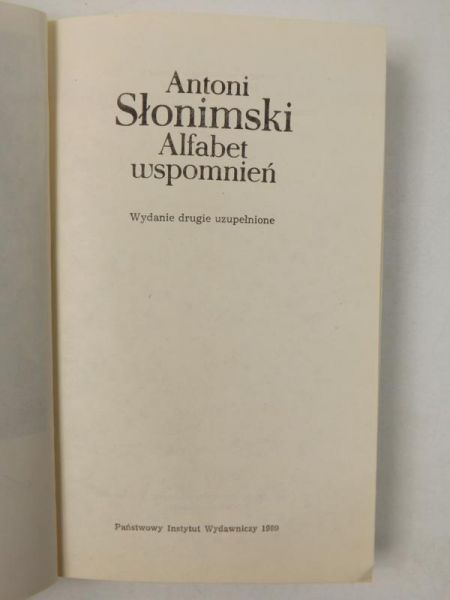 Słonimski  Antoni - Alfabet wspomnień