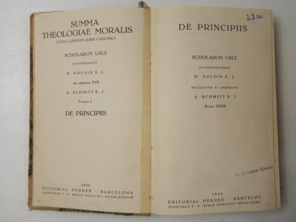 Summa Theologiae Moralis, Tom I. De Proncipiis, 1945 r.