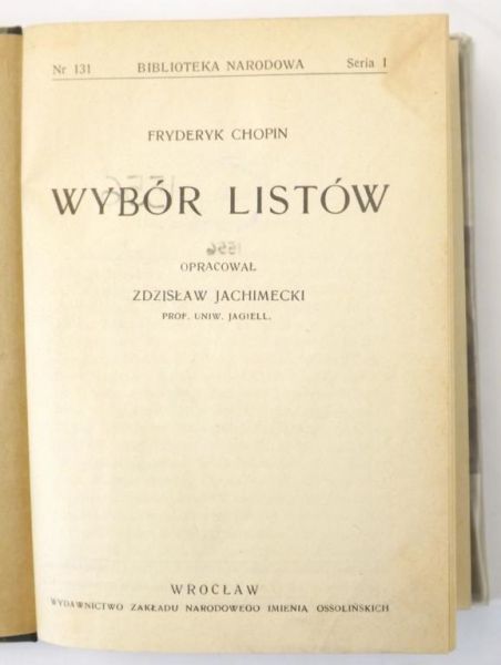 Chopin Fryderyk - Wybór listów, 1949 r.