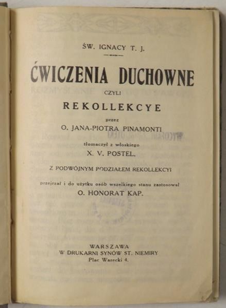 Ćwiczenia duchowne, czyli rekolekcye, 1906 r.