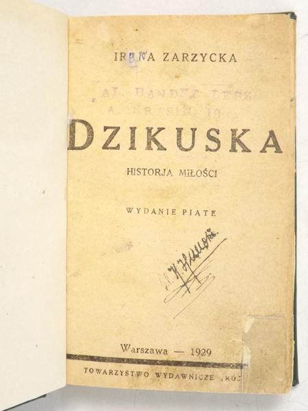 Dzikuska. Historja miłości, 1929 r.