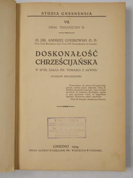 Gmurowski Andrzej - Doskonałość chrześcijańska, 1934 r.