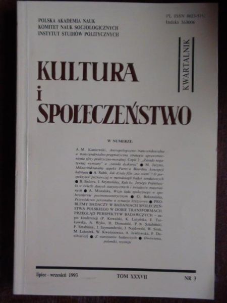Kultura i społeczeństwo, lipiec-wrzesień 1993