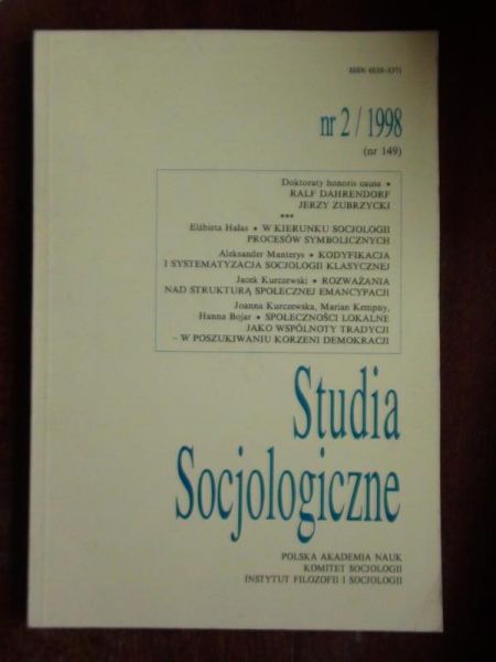 Studia Socjologiczne, nr. 2/1998